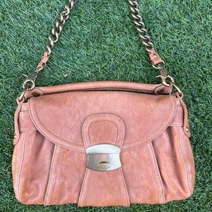 Kooba brown leather shoulder bag with chain shoulder strap